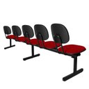 Ver imagem 2 de Cadeira Escritório Longarina 5 Lugares Estofada Ecoflex Vermelho