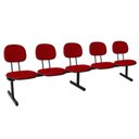 Ver imagem 1 de Cadeira Escritório Longarina 5 Lugares Estofada Ecoflex Vermelho