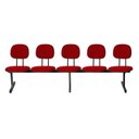 Ver imagem 3 de Cadeira Escritório Longarina 5 Lugares Estofada Ecoflex Vermelho