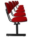 Ver imagem 4 de Cadeira Escritório Longarina 5 Lugares Estofada Ecoflex Vermelho