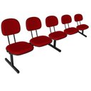 Ver imagem 5 de Cadeira Escritório Longarina 5 Lugares Estofada Ecoflex Vermelho