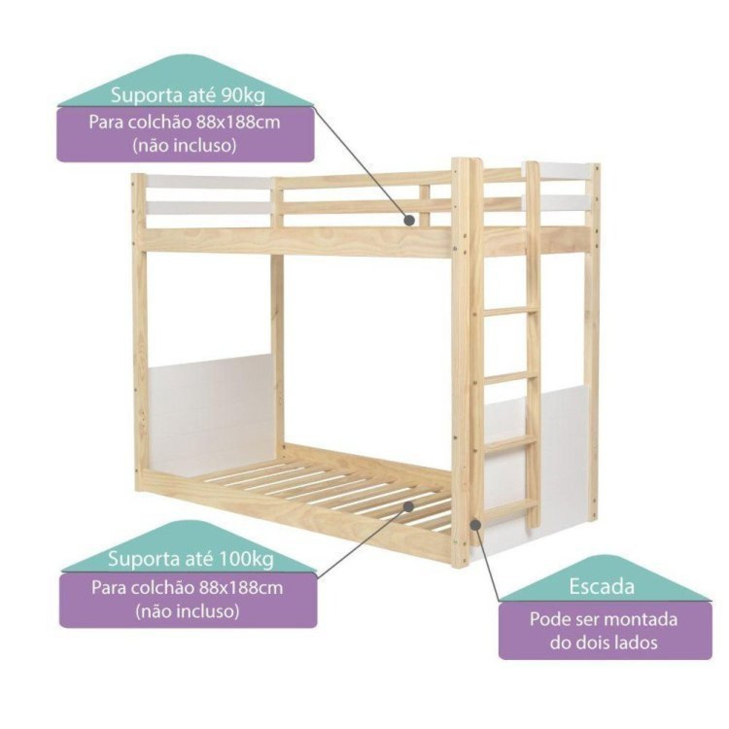 Beliche Montessoriana Garden com Grade X Dupla Casatema - 3