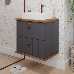 Gabinete Suspenso com Cuba 60cm Poli Espresso Móveis - 1