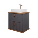 Ver imagem 2 de Gabinete Suspenso com Cuba 60cm Poli Espresso Móveis Cinza/Titanium