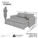 Ver imagem 3 de Sofá Cama Retrátil em Madeira Eucalipto e Linho 210cm Uruguai Cinza Claro
