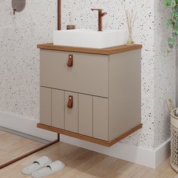 Gabinete Suspenso com Cuba 60cm Poli Espresso Móveis - 1