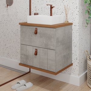 Gabinete Suspenso com Cuba 60cm Poli Espresso Móveis