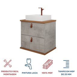 Gabinete Suspenso com Cuba 60cm Poli Espresso Móveis - 8