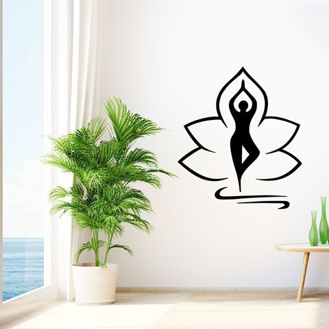 Adesivo Decorativo Yoga Flor de Lótus Plotado para Parede