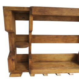 Bar Adega de Parede em Madeira Rústica Pinus para 4 Garrafas e 6 Taças - 4