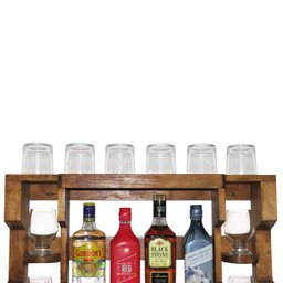 Bar Adega de Parede em Madeira Rústica Pinus para 4 Garrafas e 6 Taças - 5