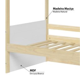 Bicama Solteiro Infantil Reversível com Grade e Telhado Casinha Garden Casatema - 3