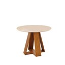 Ver imagem 2 de Mesa de Jantar Tampo Redondo Chanfrado Curvo Dj Móveis Kiara Freijó Off White