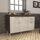Ver imagem 2 de Balcão para Pia 1,20mts Brasil com Tampo Noce / Off White - Indekes