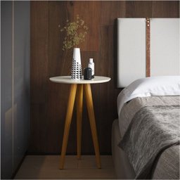 Mesa Apoio Lateral 4601 46x60 Pés Palito em Madeira Borda Invertida Mdf Off White - Ofertamo - 3