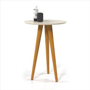 Mesa Apoio Lateral 4601 46x60 Pés Palito em Madeira Borda Invertida Mdf Off White - Ofertamo