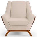 Ver imagem 3 de Poltrona Decorativa Base Em Madeira Juliet D02 Courissímo Marrom B-38 Linho Bege C-107 - Lyam Decor