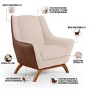 Ver imagem 4 de Poltrona Decorativa Base Em Madeira Juliet D02 Courissímo Marrom B-38 Linho Bege C-107 - Lyam Decor