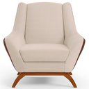 Ver imagem 3 de Poltrona Decorativa Base em Madeira Juliet D02 Courissímo Marrom B-38 Linho Bege C-107 - Lyam Decor