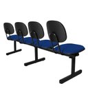 Ver imagem 3 de Cadeira Escritório Longarina 4 Lugares Estofada Ecoflex Azul