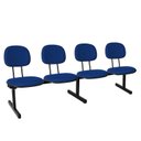 Ver imagem 1 de Cadeira Escritório Longarina 4 Lugares Estofada Ecoflex Azul