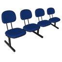 Ver mais imagens de Cadeira Escritório Longarina 4 Lugares Estofada Ecoflex Azul