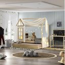 Ver imagem 2 de Bicama Solteiro Infantil Reversível com Grade e Janela Casinha Garden Casatema MadeiraOriginals
