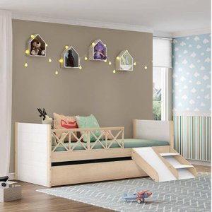 Bicama Solteiro Infantil Garden com Kit Escadinha e Escorregador Casatema