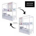 Ver imagem 5 de Beliche Infantil Casinha Reta com 02 Gavetas e Grade Removível Madeira Maciça Branco/ Rosa