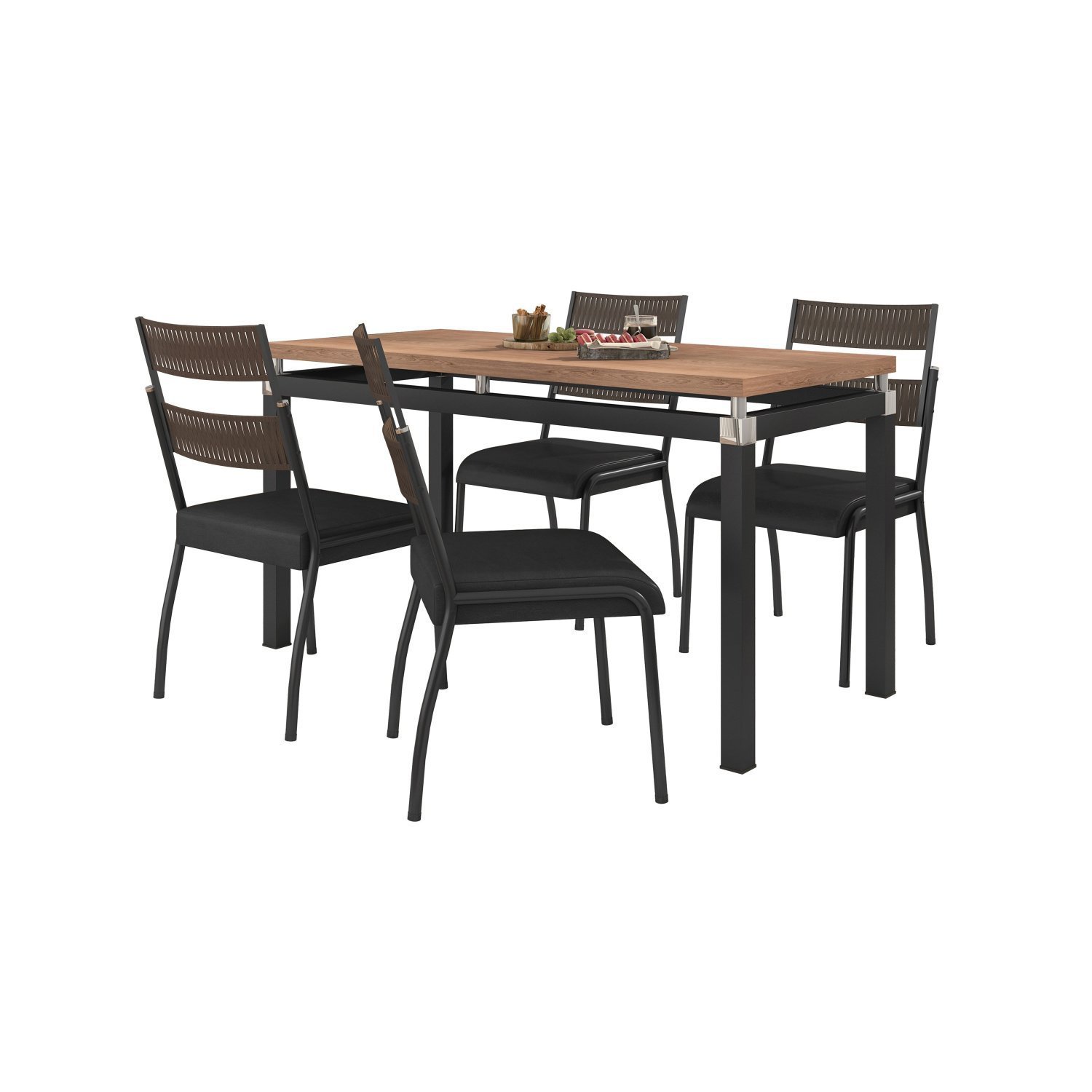 Conjunto Sala de Jantar Tubular Mesa Copenhague com 4 Cadeiras Atenas Fabone Móveis - 2