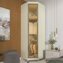 Ver imagem 1 de Módulo Guarda-Roupa Canto com Vidro Reflecta e LED 100% MDF Imperatriz Bege/Off White