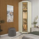 Ver mais imagens de Módulo Guarda-Roupa Canto com Vidro Reflecta e LED 100% MDF Imperatriz Bege/Off White