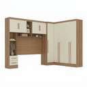 Ver imagem 2 de Guarda Roupa Casal Modulado 3 Peças 9 Portas 5 Gavetas com Cabeceira 100% MDF Smart Cinamomo/Off Whi