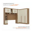 Ver imagem 5 de Guarda Roupa Casal Modulado 3 Peças 9 Portas 5 Gavetas com Cabeceira 100% MDF Smart Cinamomo/Off Whi
