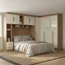 Ver imagem 1 de Guarda Roupa Casal Modulado 3 Peças 9 Portas 5 Gavetas com Cabeceira 100% MDF Smart Cinamomo/Off Whi