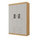 Ver imagem 2 de Guarda-roupa Infantil 122cm com Vidro 4 Portas e 2 Gavetas Teddy Multimóveis Mp4488 Madeirado/off