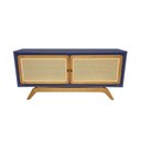 Ver imagem 2 de Rack Sala Tv até 50 Polegadas Ricco 113 Cm Laca Portas Palhinha Azul Gloss