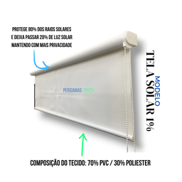 Cortina Persiana Rolo Tela Solar 1% Largura 1,50 X 1,50 Altura Maior Proteção - 6