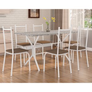 Conjunto de Jantar Mesa Brasília 150cm 6 cadeiras New Lisboa 
