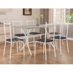 Conjunto de Jantar Mesa Brasilia 150cm 6 cadeiras New Lisboa  - 1
