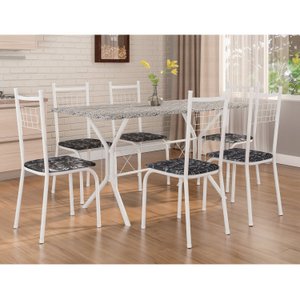 Conjunto de Jantar Mesa Brasilia 150cm 6 cadeiras New Lisboa 