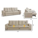 Ver imagem 3 de Sofá Retrátil e Reclinável 2 Lugares 1,90m com Molas Madrid Suede Bege Mirra Decor