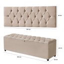 Ver mais imagens de Cabeceira Solteiro Paris Estofada Painel com Recamier Baú 80cm para Cama Box Bege - Arkell