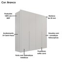 Ver imagem 5 de Guarda Roupa Casal 4 Portas 181 cm Lizz Branco Dcasa