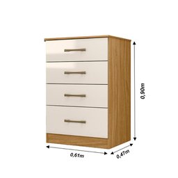 Cômoda Ms913 61cm 4 Gavetas Linha Cômoda Freijó Off White Moval - 2