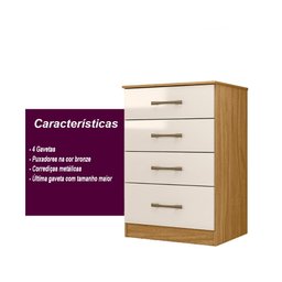 Cômoda Ms913 61cm 4 Gavetas Linha Cômoda Freijó Off White Moval - 5