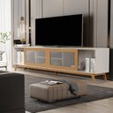 Ver imagem 6 de Rack para TV até 75 Polegadas MDF 218cm Pés em Madeira Maciça Denver Yescasa Cinza