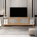 Ver imagem 1 de Rack para TV até 75 Polegadas MDF 218cm Pés em Madeira Maciça Denver Yescasa Cinza