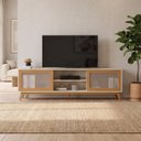 Ver imagem 1 de Rack para TV até 75 Polegadas MDF 218cm Pés em Madeira Maciça Denver Yescasa Cinza