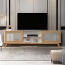 Ver imagem 4 de Rack para TV até 75 Polegadas MDF 218cm Pés em Madeira Maciça Denver Yescasa Cinza